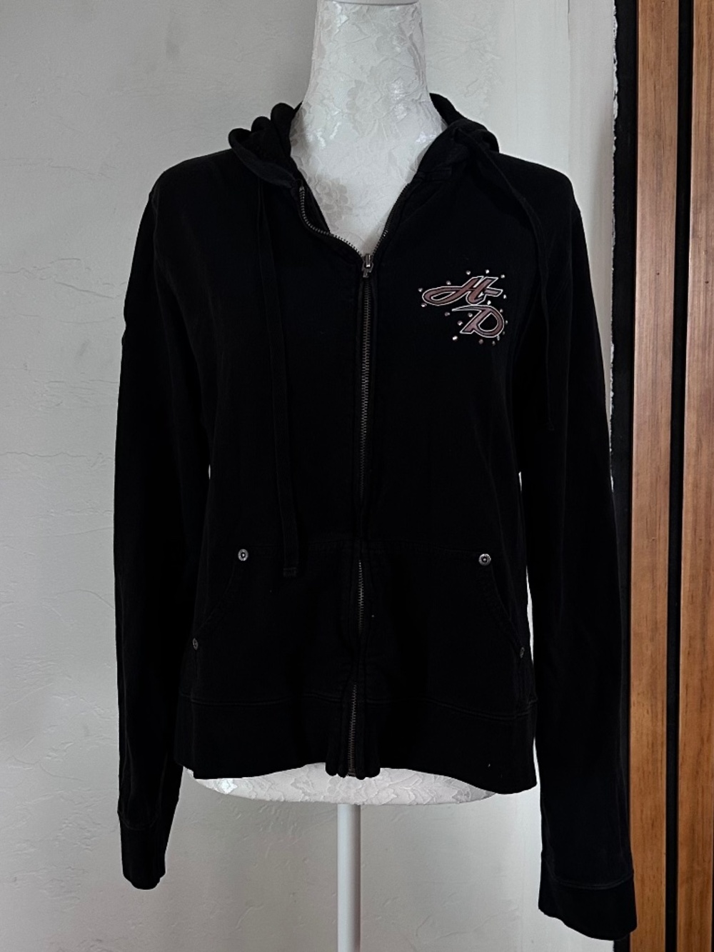 Harley-Davidson women's black full-zip hooded sweatshirt